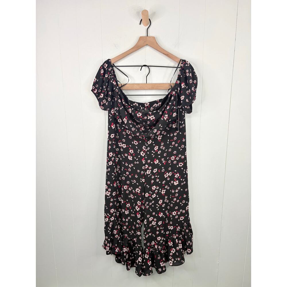 NWT Lulus Floral 2 Piece Set Large Off Shoulder Crop Top Ruffle Culottes - Picture 5 of 15